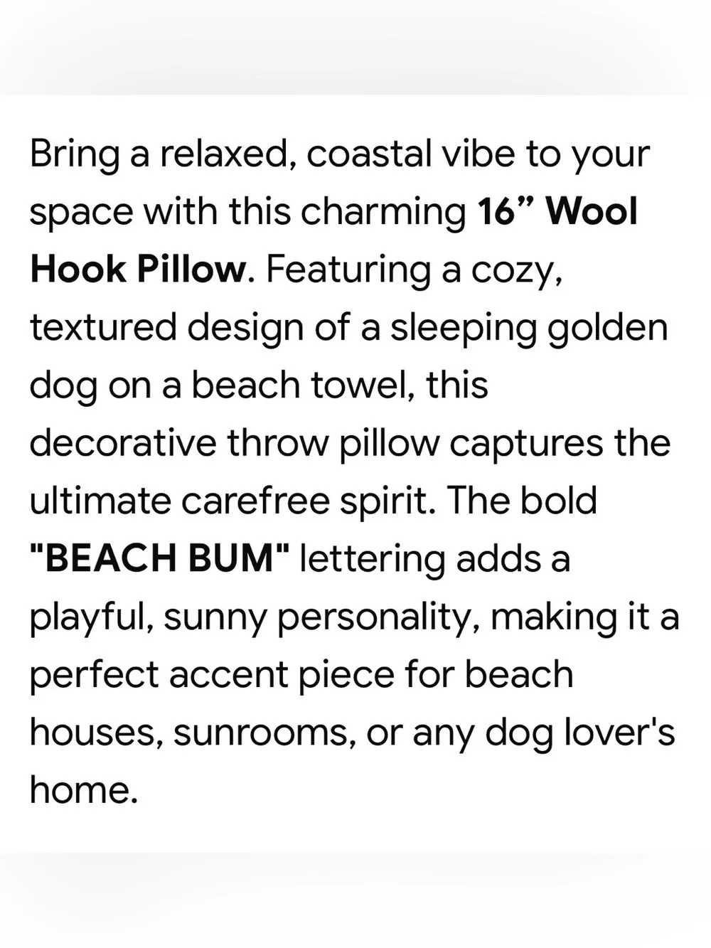 WOOL HOOK PILLOW➕Beach Bum Dog